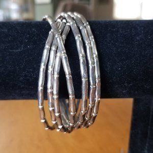 Sterling Silver 925 Seven Bangle Bracelets Linked